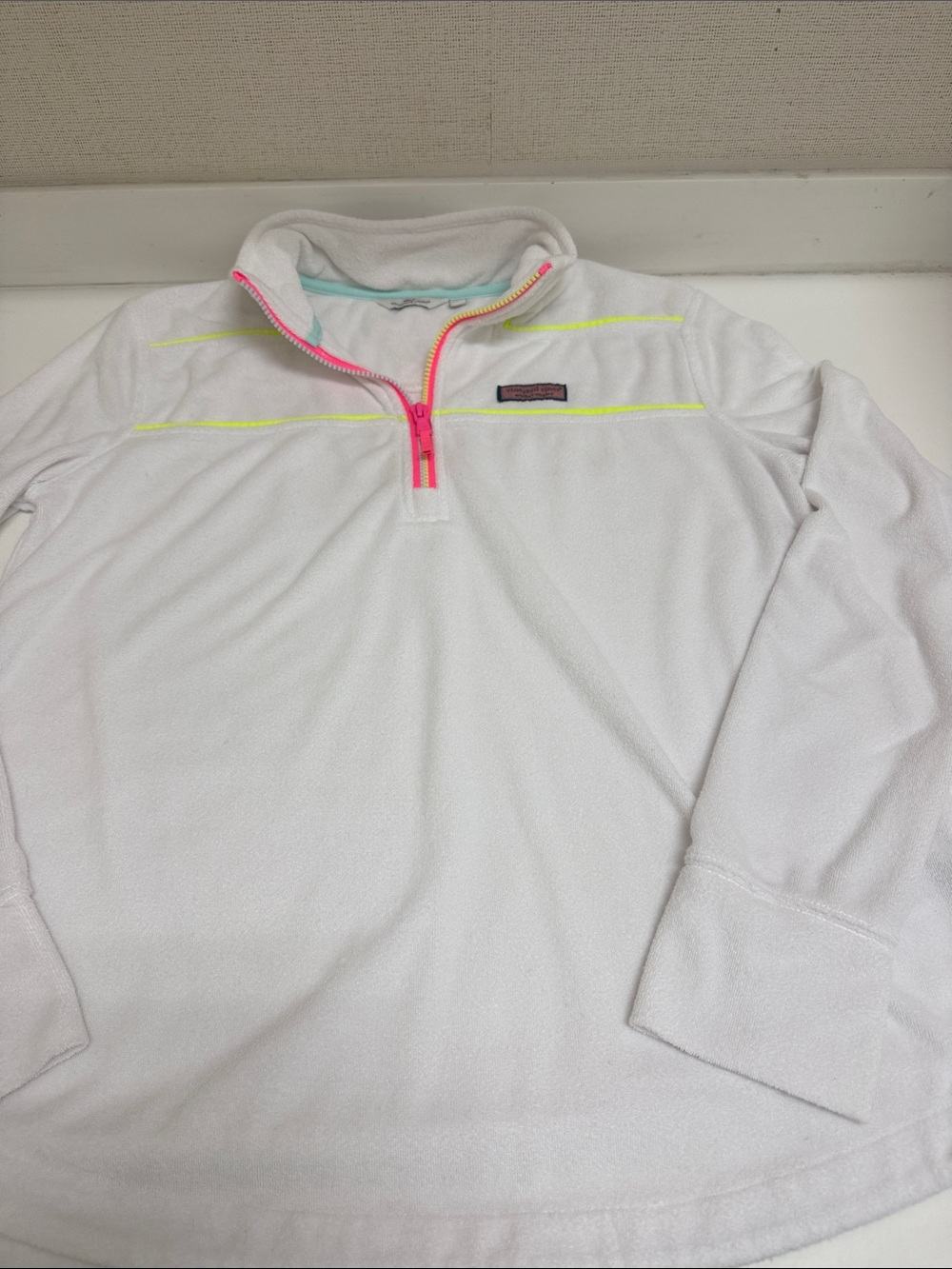 Vineyard Vines Quarter-Zip Fleece Pullover with Neon Accents